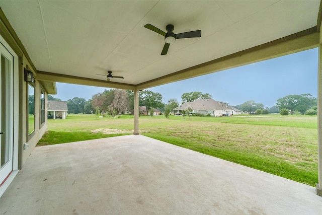 view of patio with ceiling fan