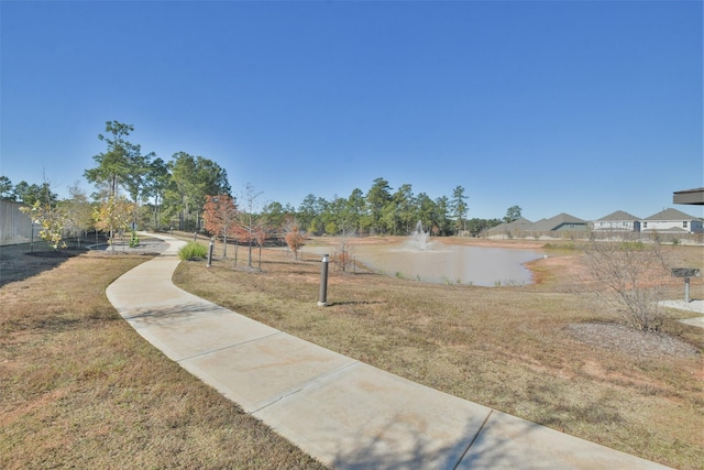 view of yard with a water view