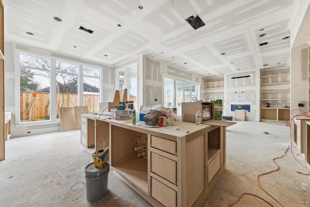 kitchen with light brown cabinetry