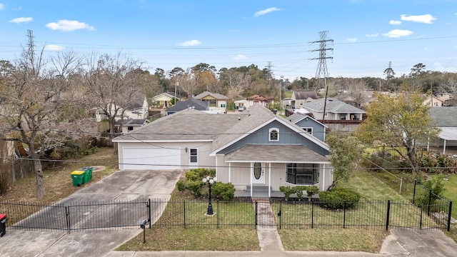 view of front facade with a front yard and a garage