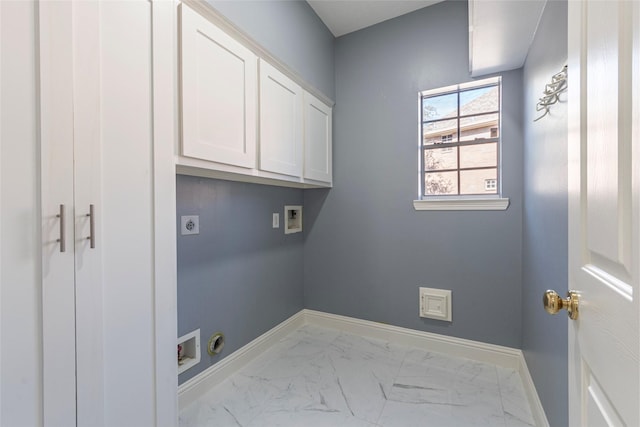 laundry room featuring hookup for a washing machine, cabinets, and hookup for an electric dryer