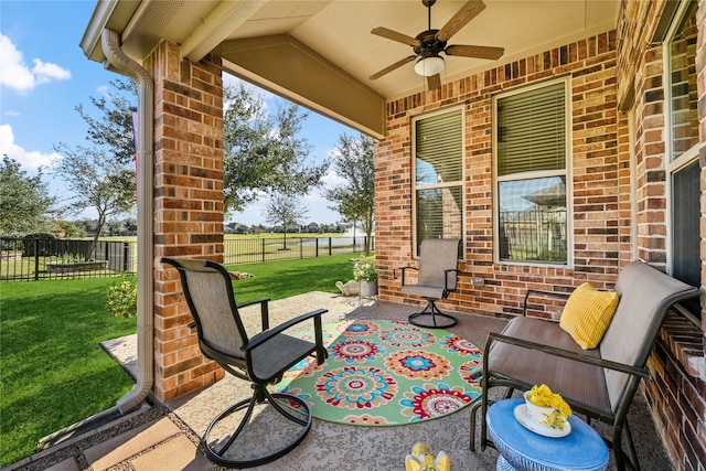 view of patio / terrace with ceiling fan