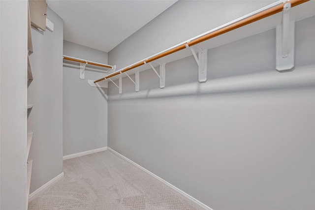 spacious closet with light colored carpet