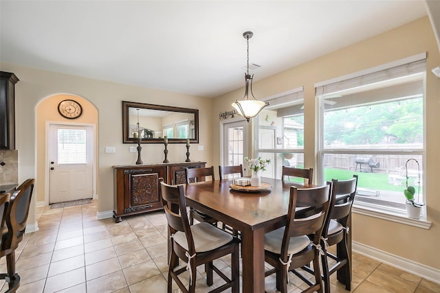 view of tiled dining room