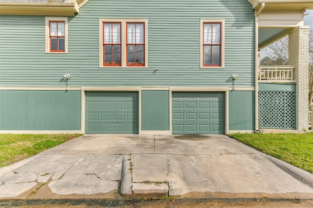 exterior space featuring a garage