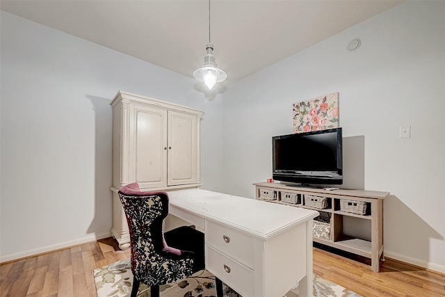 home office featuring light wood-type flooring