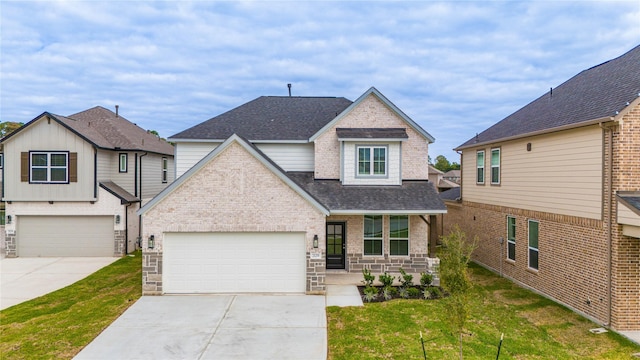 view of front of property with a porch and a front lawn