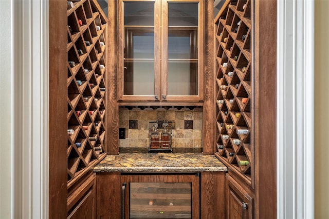 wine room with wine cooler