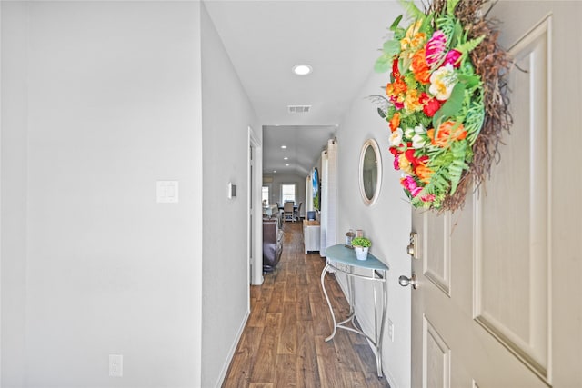 hall featuring dark hardwood / wood-style floors