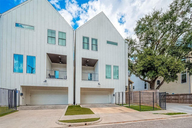 view of front facade featuring a balcony and a garage