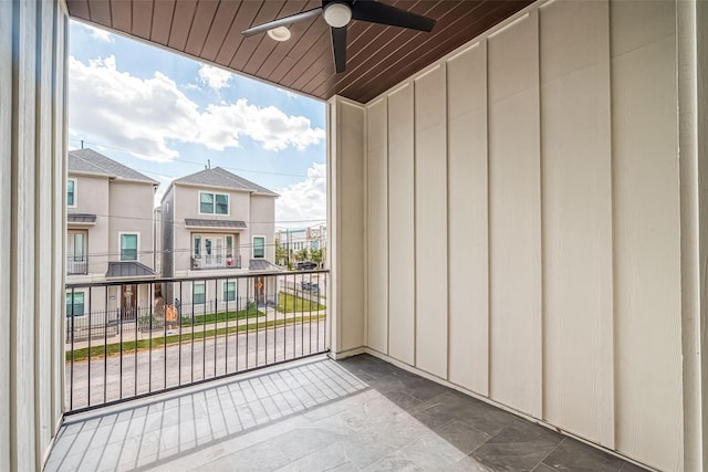 balcony with ceiling fan