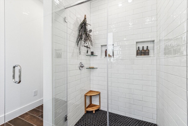 bathroom featuring walk in shower