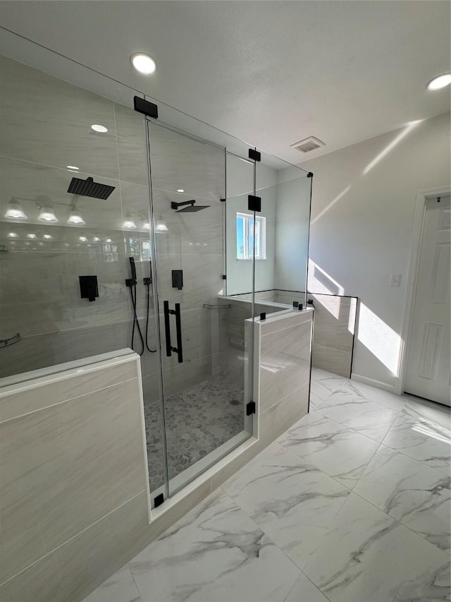 bathroom with independent shower and bath