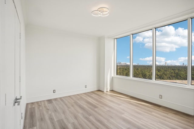 spare room featuring light hardwood / wood-style floors