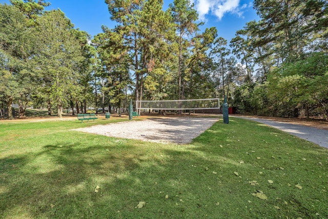 surrounding community featuring volleyball court and a yard