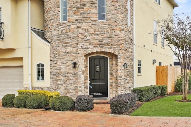 entrance to property with a garage