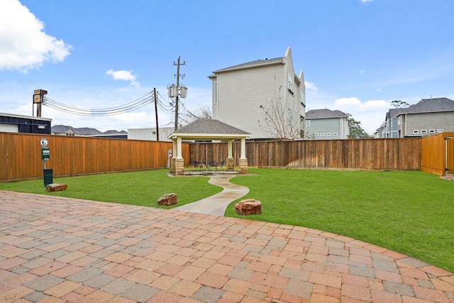 view of yard with a gazebo and a patio area