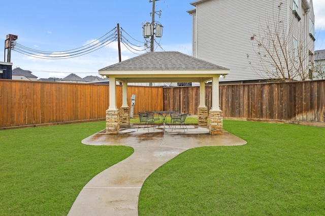 view of yard featuring a patio and a gazebo