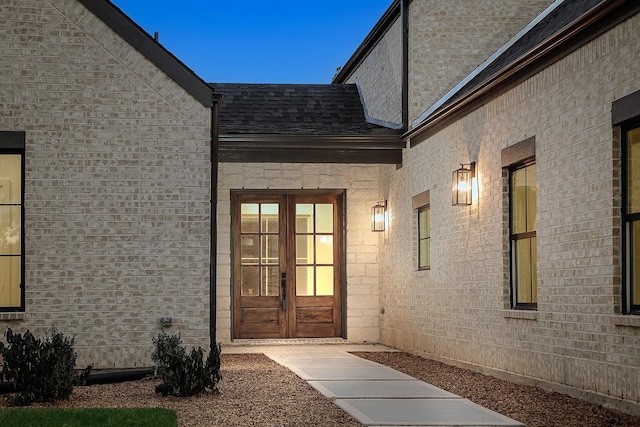 doorway to property with french doors