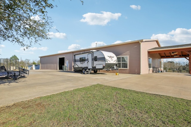 exterior space with a garage