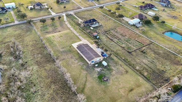 drone / aerial view with a rural view