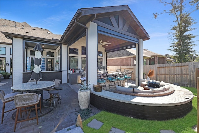 view of patio / terrace with ceiling fan