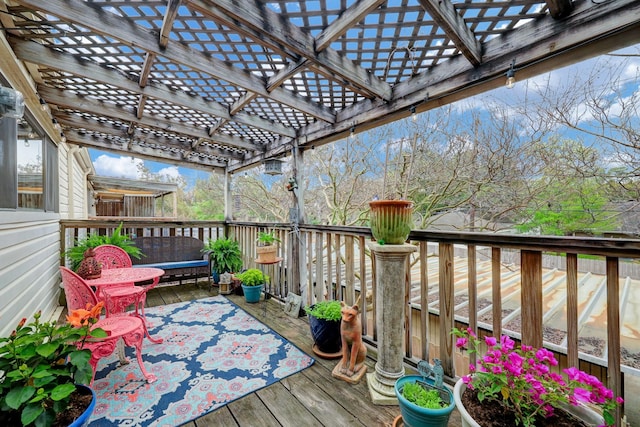 deck featuring a pergola