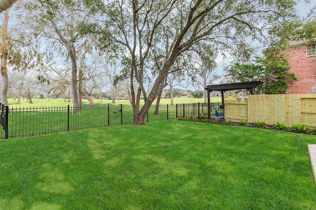 view of yard featuring a fenced backyard