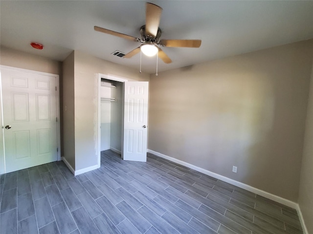 unfurnished bedroom with ceiling fan