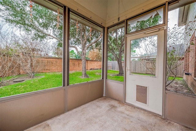 view of unfurnished sunroom