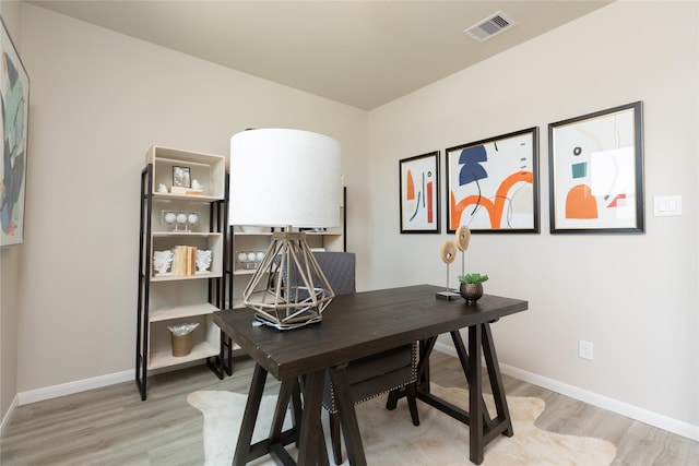 office space featuring light hardwood / wood-style flooring