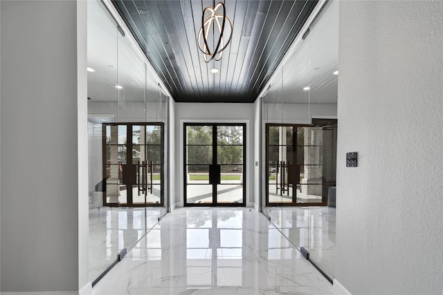 hall featuring french doors