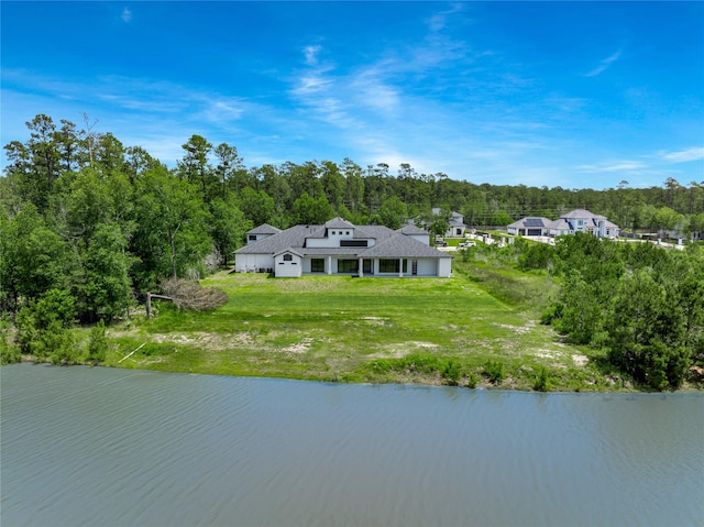 exterior space featuring a water view