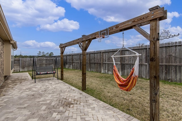 view of patio with a trampoline