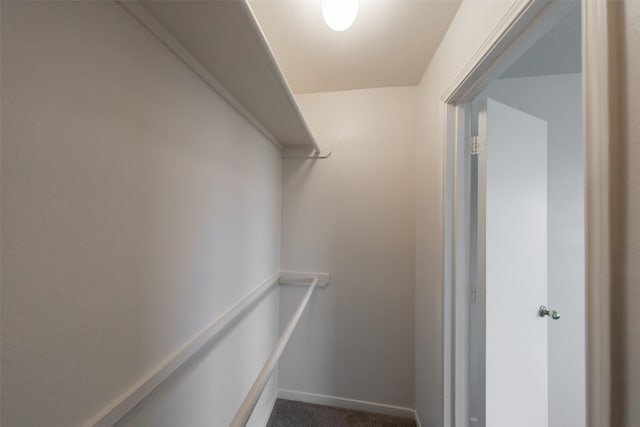 spacious closet with dark carpet