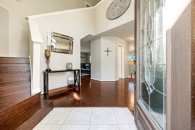 entryway with tile patterned floors