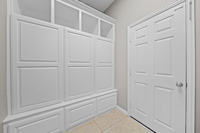 mudroom featuring light tile patterned floors