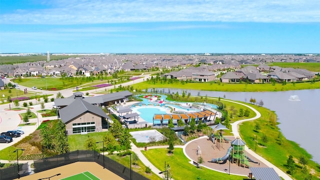 30551 Zoysia Point Ln, Fulshear, TX 77423 - aerial view of residential area featuring a large body of water and a pool