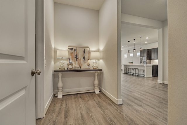 hall featuring wood-type flooring