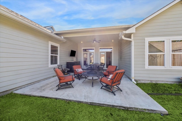 view of patio / terrace with an outdoor hangout area and ceiling fan