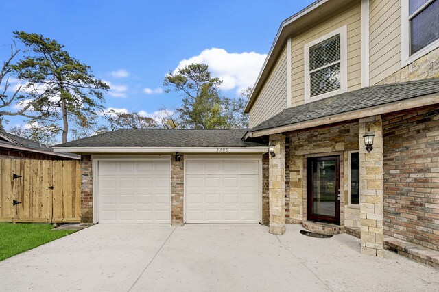 exterior space featuring a garage