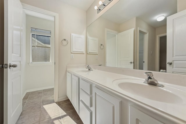 bathroom featuring vanity and tile patterned floors