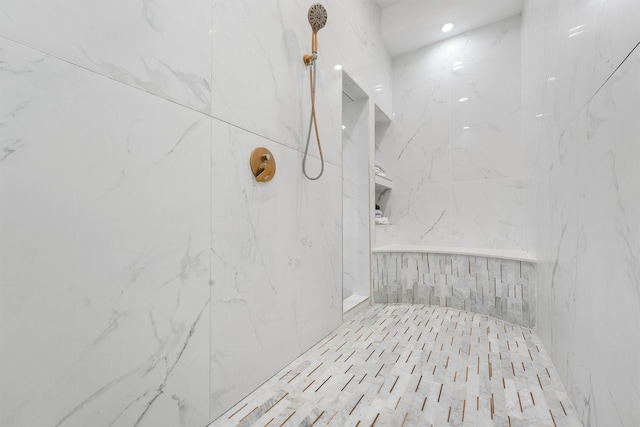 bathroom featuring walk in shower