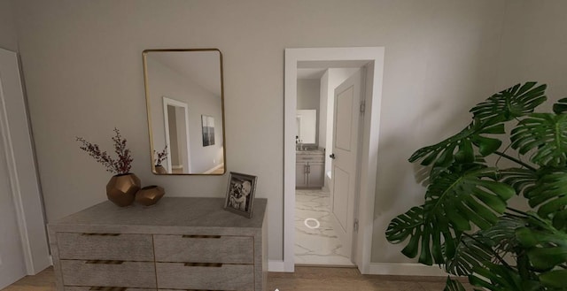 hallway with light wood-type flooring