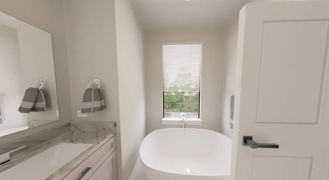 bathroom featuring vanity and a bathing tub