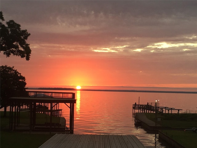 view of dock featuring a water view