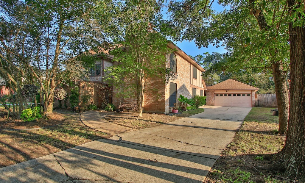 view of front of property with a garage