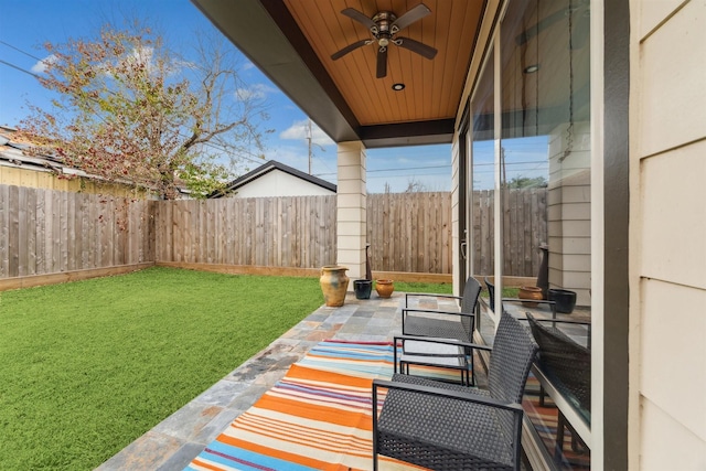 view of patio with ceiling fan