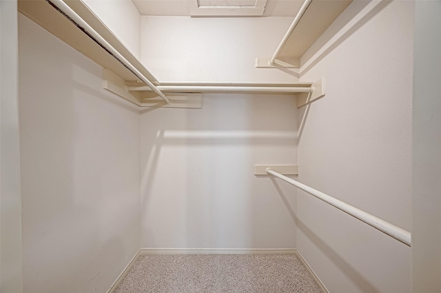 walk in closet with carpet