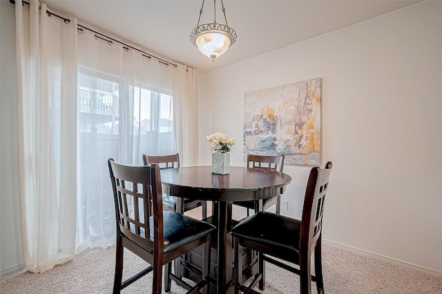 dining area featuring carpet flooring